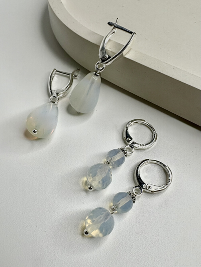 Серьги с лунным камнем