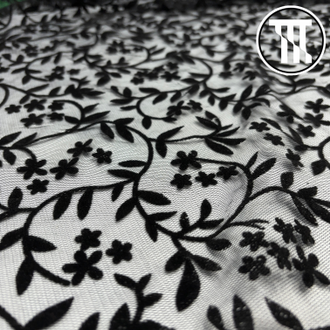 Сетка флок "Веточки", цв. Черный