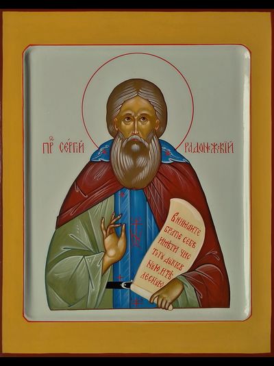 Сергий Радонежский, святой преподобный. Рукописная икона.