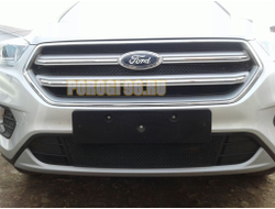 Защита радиатора Ford Kuga II 2016- (3 части) black верх PREMIUM