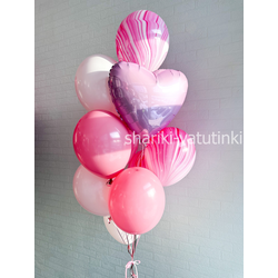Фонтан 10 шаров "Розовое сердце"