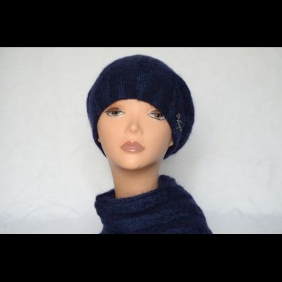 Берет синий из шерсти и мохера Vizio Италия 5294