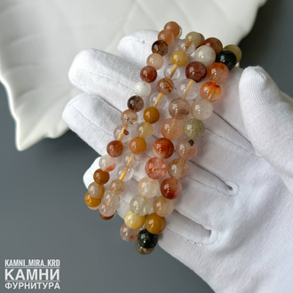 Браслет из цветного кварца, шары 6,2/7,8-8 мм, цена за штуку