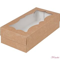 Коробка для кондитерских изделий и макарунс Крафт 21*11*5.5 см