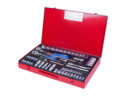 Набор торцевых головок с принадлежностями 1/4", 3/8", 1/2", шестигранные, 4-32 мм, 62 предмета KING TONY 9563MR01