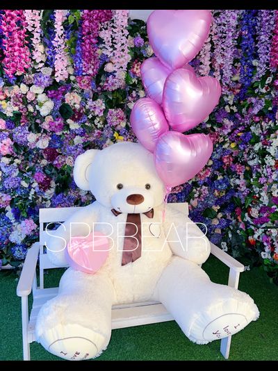 Подарочный набор №8 - Плюшевый мишка 200 см, Шары сердца 5, Киндер бокс большой