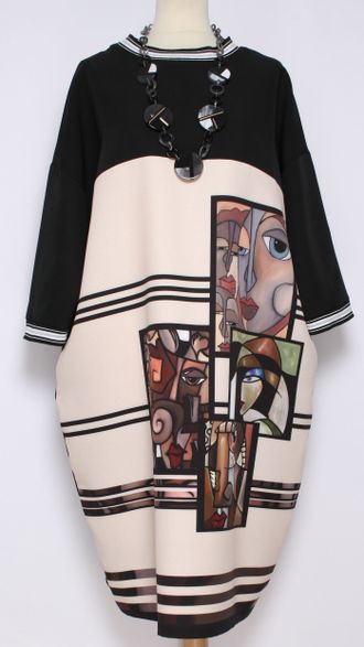 ПЛАТЬЕ  "ПИКАССО1" чёрное р.48-64