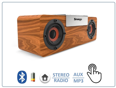 SMALODY SL-50S Bluetooth колонка СТЕРЕО, радио FM, с аккумулятором для использования в помещении