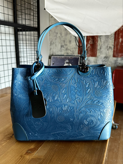 Женская форматная сумка из натуральной кожи, цвет морская волна, Vera Pelle. Арт.026809