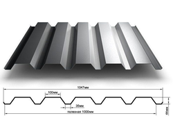 Профлист С 44 1047/1000х6000 0,50мм оцинкованный