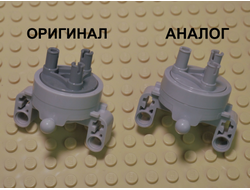 !АНАЛОГ!  Technic, Steering Axle with 2 Pin Holes, 2 Axle Holes and 2 Tow Ball Arms with Light Bluish Gray Wheel Hub(АНАЛОГ), Light Bluish Gray (46490c010)