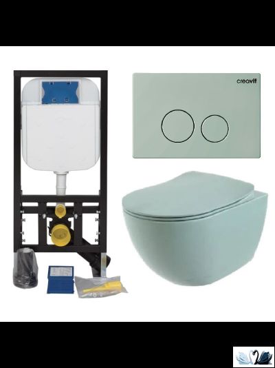 Creavit Set Free Nile Green Mat - комплект унитаза с инсталляцией цвета Зеленый Нил купить у Marysя