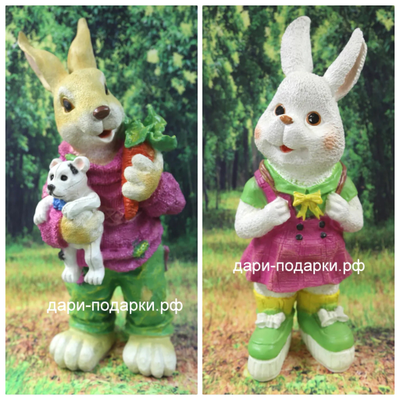 Кролик с игрушкой  58*29см   3кг   полистоун Россия  2899/012438*