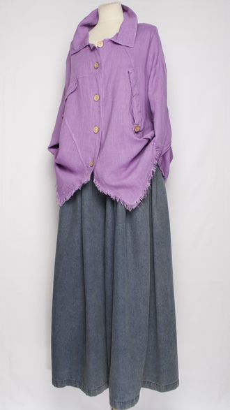 Блуза-жакет лён "КЛАПАНЫ ВИНТАЖНАЯ" сиреневая р.48-56