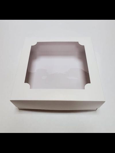 Коробка для печенья/зефира с окном (белая), 180*180*70мм