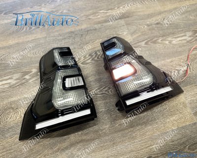 Стопы Toyota Land Cruiser Prado 150 2009-2017 стиль 2018+ с анимацией (дымчатые)