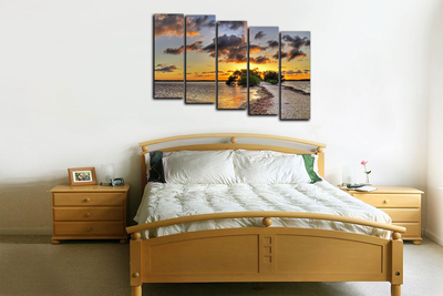 Модульная картина "Закат на озере"