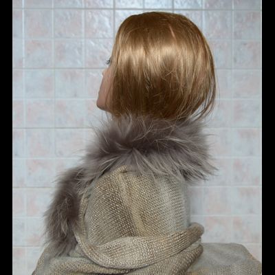 Женский палантин Vizio Италия 5616 с мехом бежевый