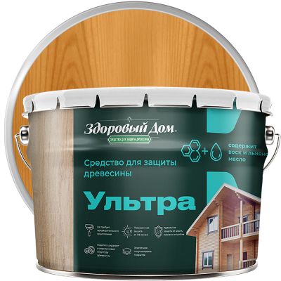 Антисептик лессирующий декоративный для дерева ЗДОРОВЫЙ ДОМ Ультра Махагон 9 л