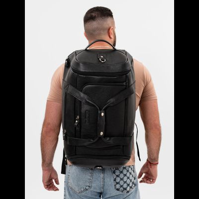 Кожаная дорожная сумка / рюкзак Napoli black 
(арт. 4034-01)