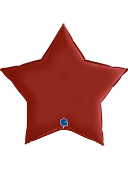 Звезда, Рубиновый сатин Шар 36''/91 см с гирляндой и надписью