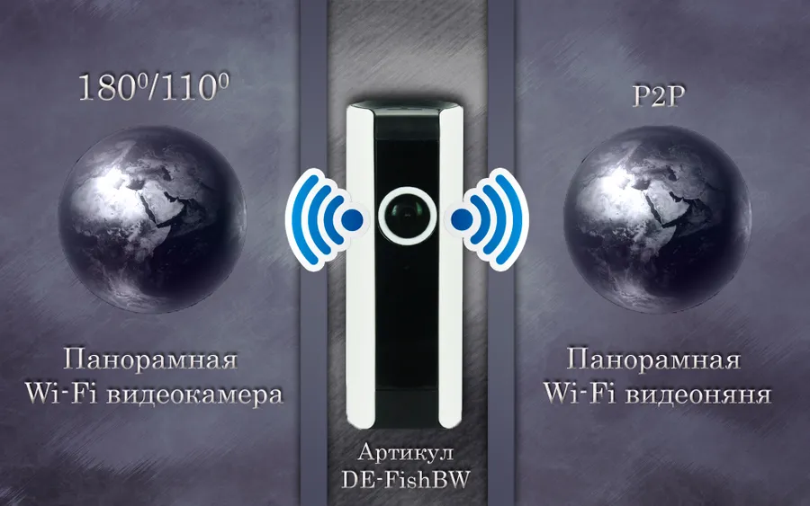 Видеоняня /WiFi IP видеокамера панорамная 180*110* с DVR (fish-BW), HD
Артикул: DE-WfishBW