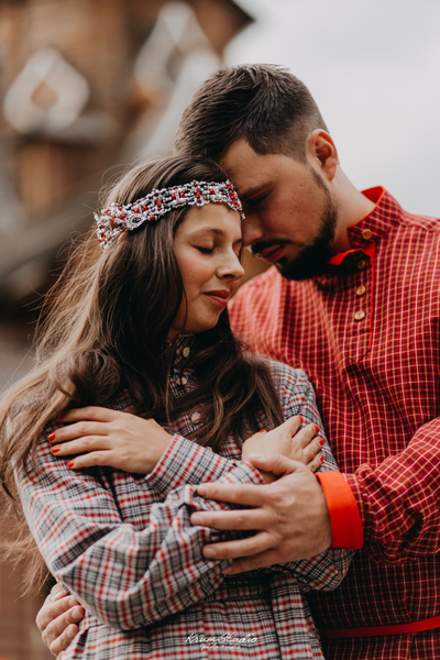 Современная косоворотка "Богатырская" пестрядь