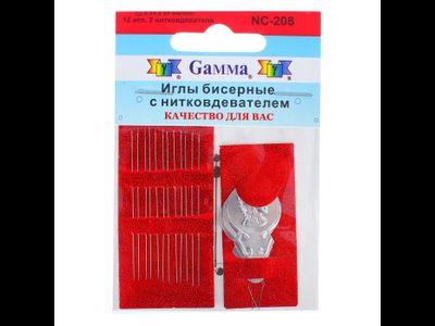 NC-208 Гамма Иглы бисерные с нитковдевателем 54мм 12шт.+ 2 нитковдевателя