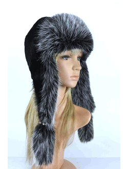 Ушанка "Норд" цвет черный + чернобурка