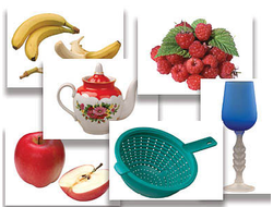 Набор предметных картинок "Фрукты, ягоды, орехи. Посуда" (48 шт., А4, с магнитами)