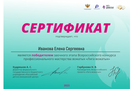 Победитель заочного этапа Всероссийского конкурса профессионального мастерства вожатых "Лига вожатых-2023"