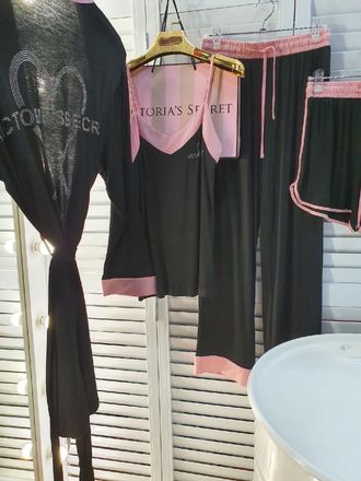 Домашняя одежда Виктория Сикрет 4 в 1 хлопок цвет черный