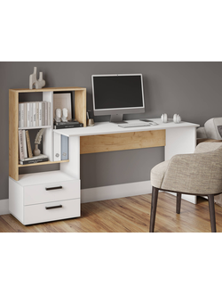 СКМ-5 компьютерный стол Белый с тиснением/Дуб Крафт Золотой