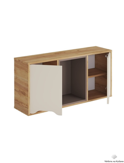 Rich Полка навесная ПН-001 Дуб Крафт золотой - Миндаль/Глиняный серый