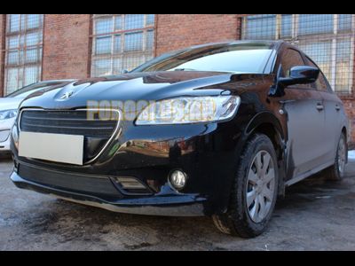 Защита радиатора Peugeot 301 2013- black верх