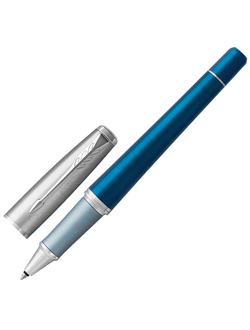 Ручка-роллер подарочная PARKER "Urban Premium Dark Blue CT", темно-синий корпус, хромированные детали, черная, 1931566