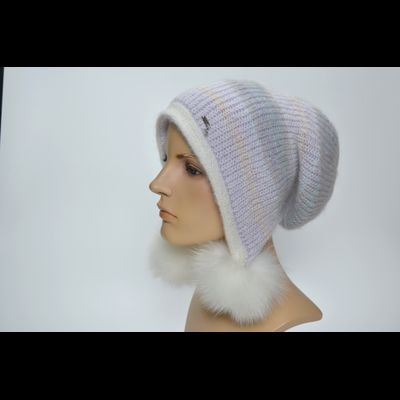 Vizio Италия 1307 шапка ушанка с помпонами белая