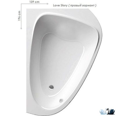 Ванна Ravak Love story II 196 x 139 см, акриловая, правая, угловая