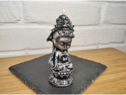 Свеча "Богиня Гуань Инь" черная с серебром, 1 шт., 4 x 10,5 см