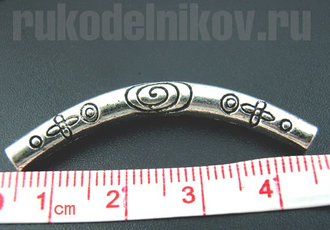 бусина металлическая "Трубочка с узором", цвет-античное серебро