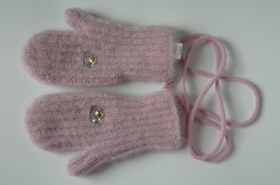 Женские розовые варежки из мохера Италия Vizio 9020 MUL