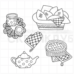 штамп пирожки и чай