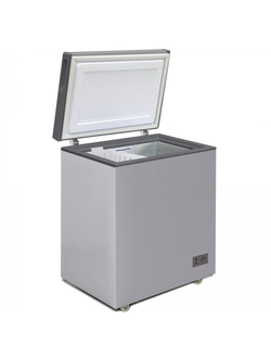 Морозильный ларь с глухой крышкой, цвет серебристый, объем 145 литров на панели терморегулятор