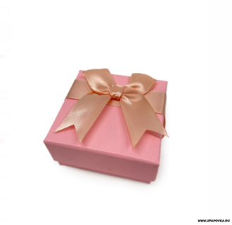 Коробка ювелирная Квадрат Бант 7 x 7 см h - 3,5 см Розовый