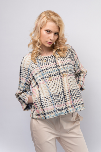 Жакет буклированный двубортный