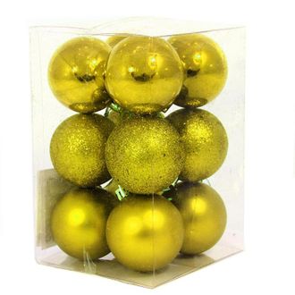 Набор из 12-ти пластиковых шаров, 5 см, цвет-золотой 37765