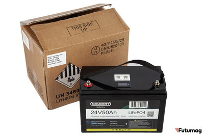 Литиевый тяговый аккумулятор Gelbert LiFePO4 (24V/50Ah/80A/1,200Wh) BT/Display