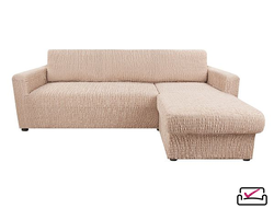 Чехол на угловой диван с правым выступом Сиена Венера Бежевый. ИТАЛИЯ Бренд Еврочехол