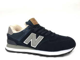 New Balance 574 синие,замша/мех (41-45) Арт: 035F