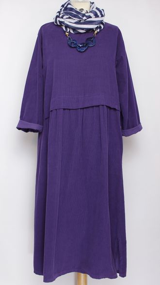 Платье Бохо "Два разреза " вельветовое сиреневое